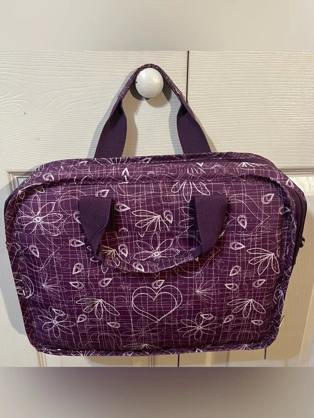 J World Messenger Lap Top Purple Canvas Material Bag Handle & Shoulder Strap